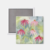 ピンクのフローラ水色 マグネット (正面/裏面)