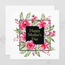 ピンクのフローラ水色 招待状