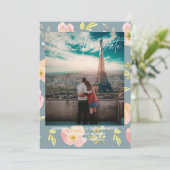 ピンクのフローラ水色 |日付の保存 セーブザデート (スタンド正面)