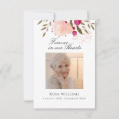 ピンクのフローラ永遠に私たちのハート祈りの言葉カード ノートカード (正面)