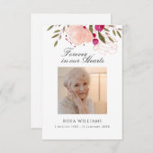 ピンクのフローラ永遠に私たちのハート祈りの言葉カード ノートカード (正面/裏面)