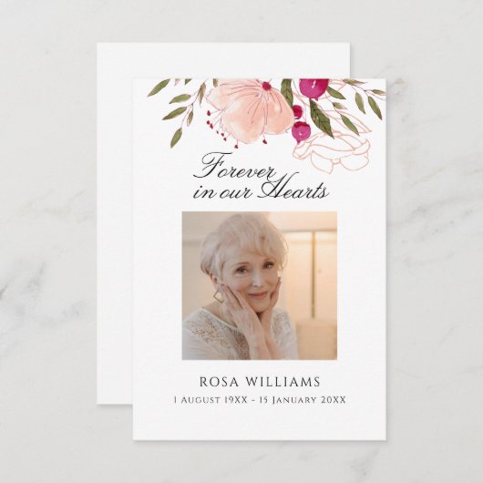 ピンクのフローラ永遠に私たちのハート祈りの言葉カード ノートカード (正面/裏面)