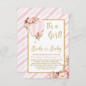 ピンクのフローラ熱気球がブックカードを持ち込む エンクロージャーカード (正面/裏面)