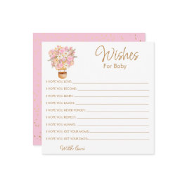 ピンクのフローラ熱気球がベビーを願う ノートカード