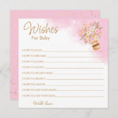 ピンクのフローラ熱気球がベビーを願う ノートカード (正面/裏面)