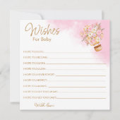 ピンクのフローラ熱気球がベビーを願う ノートカード (正面)