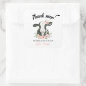 ピンクのフローラ牛と牛のプリント感謝していお気に入り スクエアシール (バッグ)