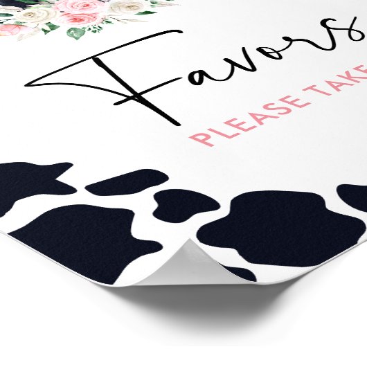 ピンクのフローラ牛の誕生日の好意サイン ポスター (角)