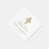 ピンクのフローラ牡丹が最初の聖餐式をクロス スタンダードカクテルナプキン (角)