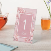 ピンクのフローラ牡丹の花のテーブル番号記号 台座サイン (インサイチュ)