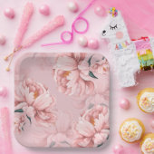 ピンクのフローラ牡丹の花 ペーパープレート (パーティー)