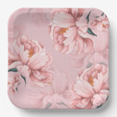 ピンクのフローラ牡丹の花 ペーパープレート (正面)