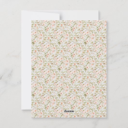 ピンクのフローラ生まれたばかりのベビー写真クリスマス シーズンカード (裏面)