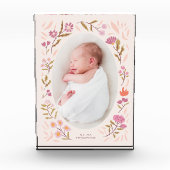 ピンクのフローラ生まれたばかりの写真キープサケ フォトブロック (正面)