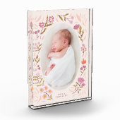 ピンクのフローラ生まれたばかりの写真キープサケ フォトブロック (左)