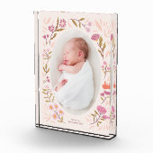 ピンクのフローラ生まれたばかりの写真キープサケ フォトブロック (右)