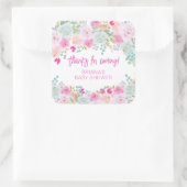 ピンクのフローラ男の子の赤ちゃんシャワーの好意 スクエアシール (バッグ)