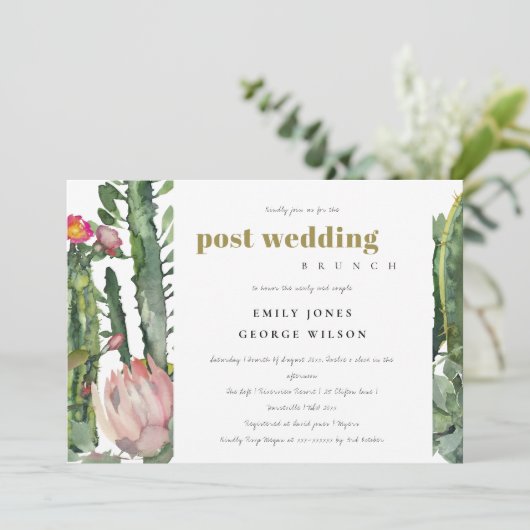 ピンクのフローラ砂漠のカッティの動物のポスト結婚ズブルック 招待状 (スタンド正面)