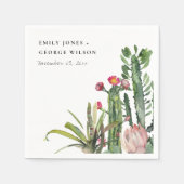 ピンクのフローラ砂漠のサボテンの水の色結婚の動物 スタンダードカクテルナプキン (正面)