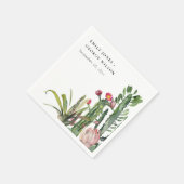 ピンクのフローラ砂漠のサボテンの水の色結婚の動物 スタンダードカクテルナプキン (角)