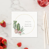 ピンクのフローラ砂漠のサボテンの水の色結婚の動物 スタンダードカクテルナプキン (インサイチュ)