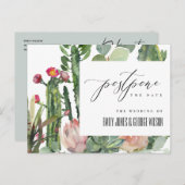 ピンクのフローラ砂漠のサボテンの葉が日付を延期 案内ポストカード (正面/裏面)