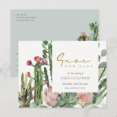 ピンクのフローラ砂漠のサボテンの葉は日付を保存 案内ポストカード (正面/裏面)