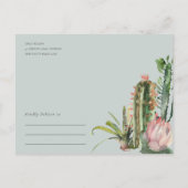 ピンクのフローラ砂漠のサボテンの葉は日付を保存 案内ポストカード (裏面)