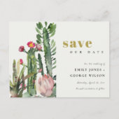 ピンクのフローラ砂漠のサボテンの葉は日付を保存 案内ポストカード (正面)