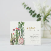 ピンクのフローラ砂漠のサボテンの葉は日付を保存 案内ポストカード (スタンド正面)