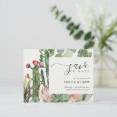 ピンクのフローラ砂漠のサボテンの葉は日付を保存 案内ポストカード (スタンド正面)