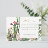 ピンクのフローラ砂漠のサボテン結婚の葉の詳細 エンクロージャーカード (スタンド正面)