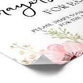 ピンクのフローラ祈りの言葉のベビー記号 ポスター (角)