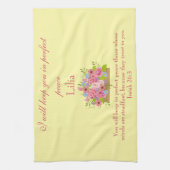 ピンクのフローラ神保は完璧な平和の中で キッチンタオル (縦)