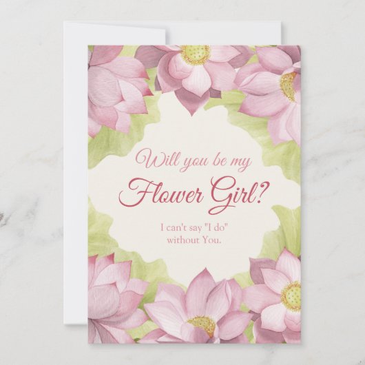 ピンクのフローラ私の花娘?カード 招待状 (正面)