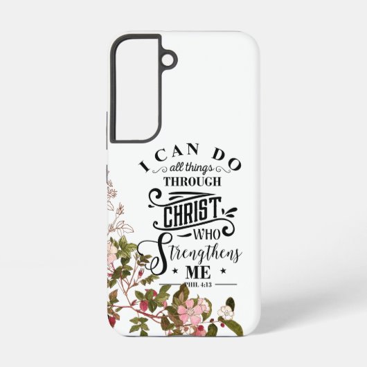 ピンクのフローラ私はキリストを通して全てのことを行うことができる SAMSUNG GALAXYケース (裏面)