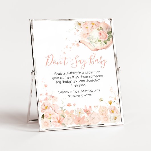 ピンクのフローラ紅茶の2つのベビー ポスター