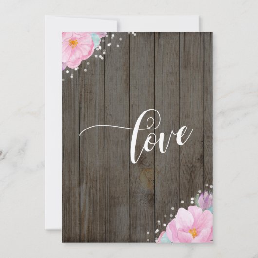 ピンクのフローラ素朴が披露宴後ずっと幸せに 招待状 (裏面)