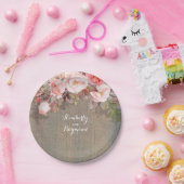 ピンクのフローラ素朴ウッドカントリーウェディング ペーパープレート (パーティー)