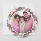 ピンクのフローラ素朴ギンガムプレイドホリデーフォト シーズンカード (正面)