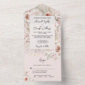 ピンクのフローラ素朴ボホとRSVP結婚の オールインワン招待状 (内側)