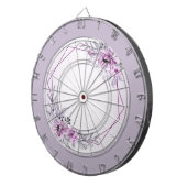 ピンクのフローラ紫の枠の美しい素朴 ダーツボード (正面右)