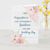 ピンクのフローラ結婚おじいちゃん カード (黄色い花)