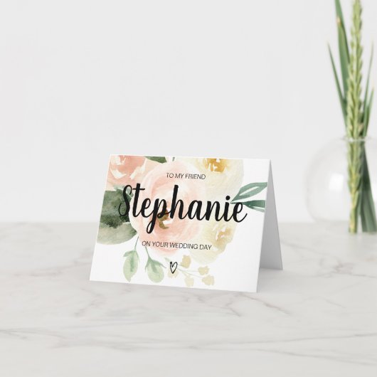 ピンクのフローラ結婚が友達の花嫁のカード カード (正面)
