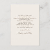 ピンクのフローラ結婚のウェルカムエンクロージャカード エンクロージャーカード (裏面)