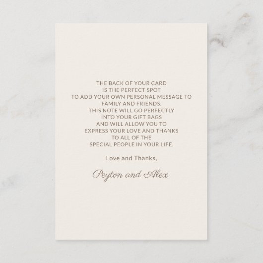 ピンクのフローラ結婚のウェルカムエンクロージャカード エンクロージャーカード (裏面)