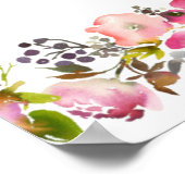 ピンクのフローラ結婚のウェルカムサインのポスター ポスター (角)