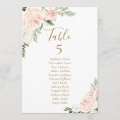 ピンクのフローラ結婚のテーブル座席表カード 招待状 (正面)