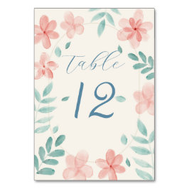 ピンクのフローラ結婚のテーブル番号カード座席表 テーブルナンバー