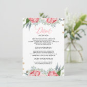 ピンクのフローラ結婚の情報ゲストカード エンクロージャーカード (スタンド正面)
